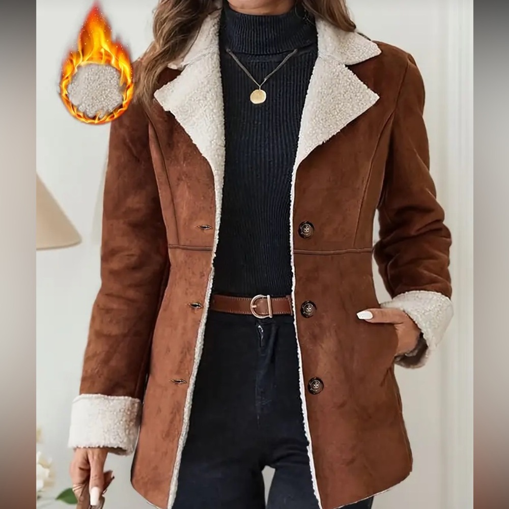 🥳 FAUX SUEDE SHERPA COAT 1X